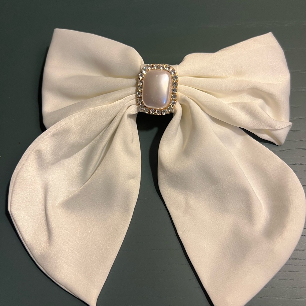 Elegant White Bow Hair Clip 5” W x 5” L!